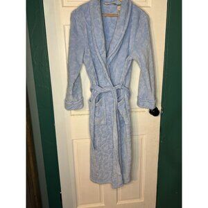 Jasmine Rose Light Blue Fleece Bathrobe Robe M/M Cozy Wrap With Belt & Pockets